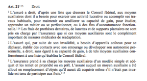 capture d'écran de l'art. 21 LAI